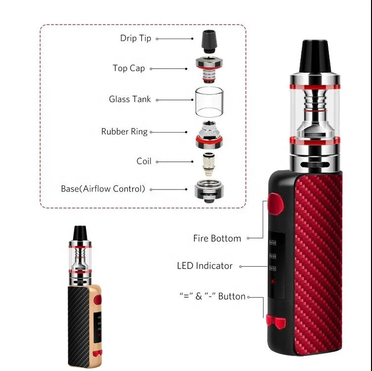 

Wholesale Electronic Vape box mods vape 80w mini vape electronic cigarette 1300mah OEM & ODM service, Black red siliver
