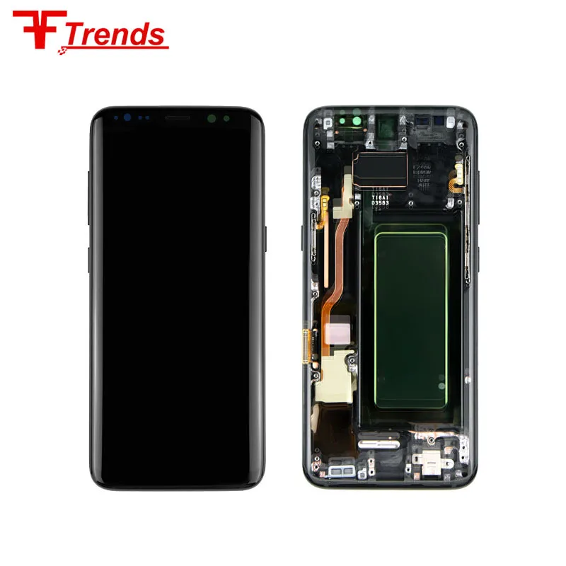 

For Samsung Galaxy S8 edge lcd with frame G950 G950F G950A G950FD G950P G950S G950F G950A display screen replacement, Black;white;gold