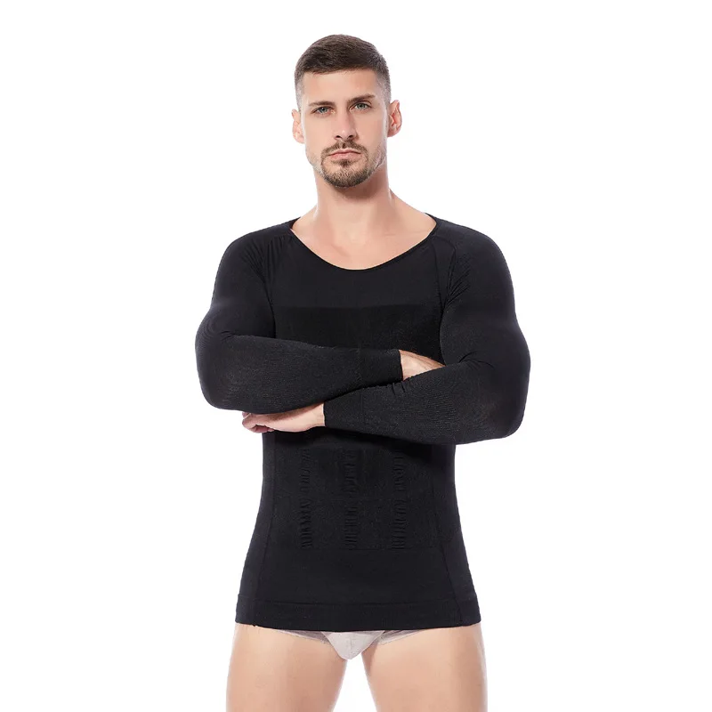 

2020 new Mens Compression Underwear Shirt sports Slimming Body Long Sleeve Workout Tank Abs Abdomen Undershirts