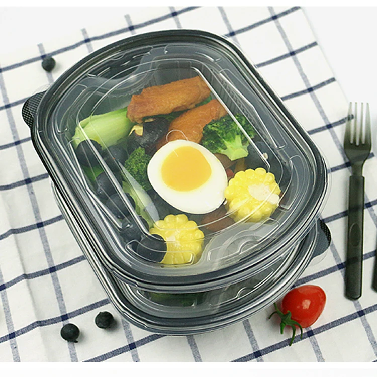 

Food Meal Box Disposable Plastic Double Layer Hot Pot Lunch Box, Transparent