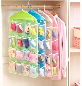 Poly closet Hanging underwear socks Organizer with16 transparency Clear Pockets
