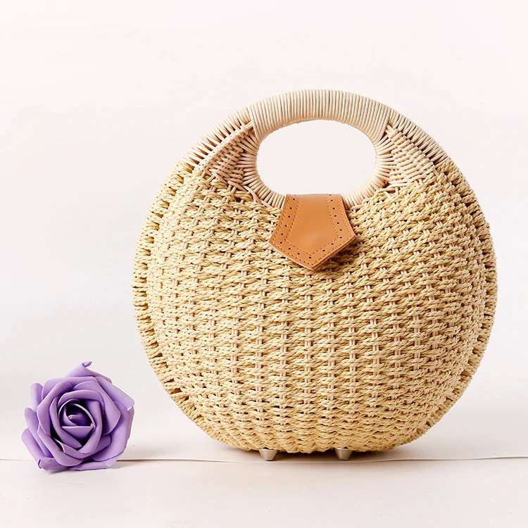 

Wholesale Summer Handmade Ladies Fashion Handbags Women Straw Rattan Bag, 6 colors