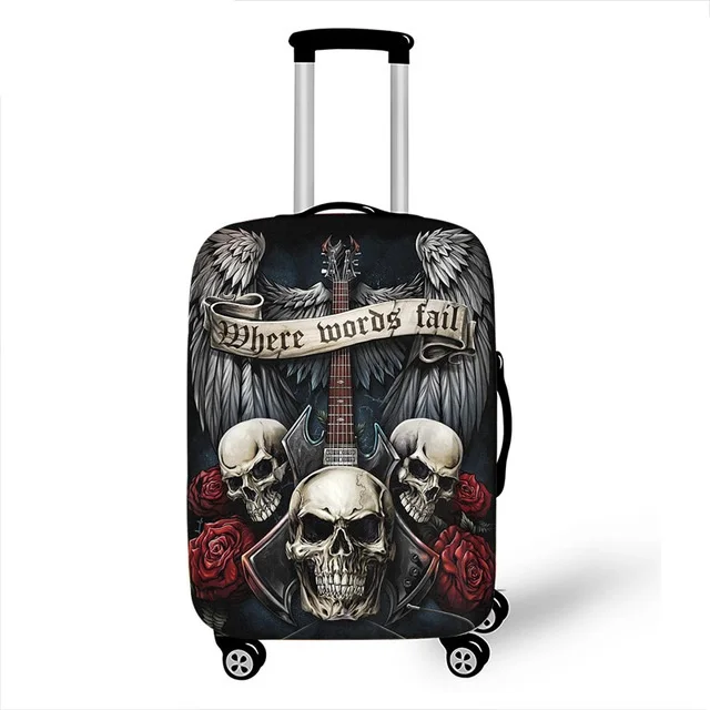 

Coolost Punk Rock Guitar Rose Skull Baggage Cover Anti-dust Travel Elastic Protective Luggage Covers