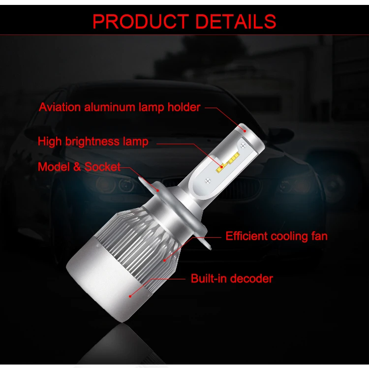 Manufacturer Auto Parts Led Headlight C6 36w 3800 Lumens Car Led
