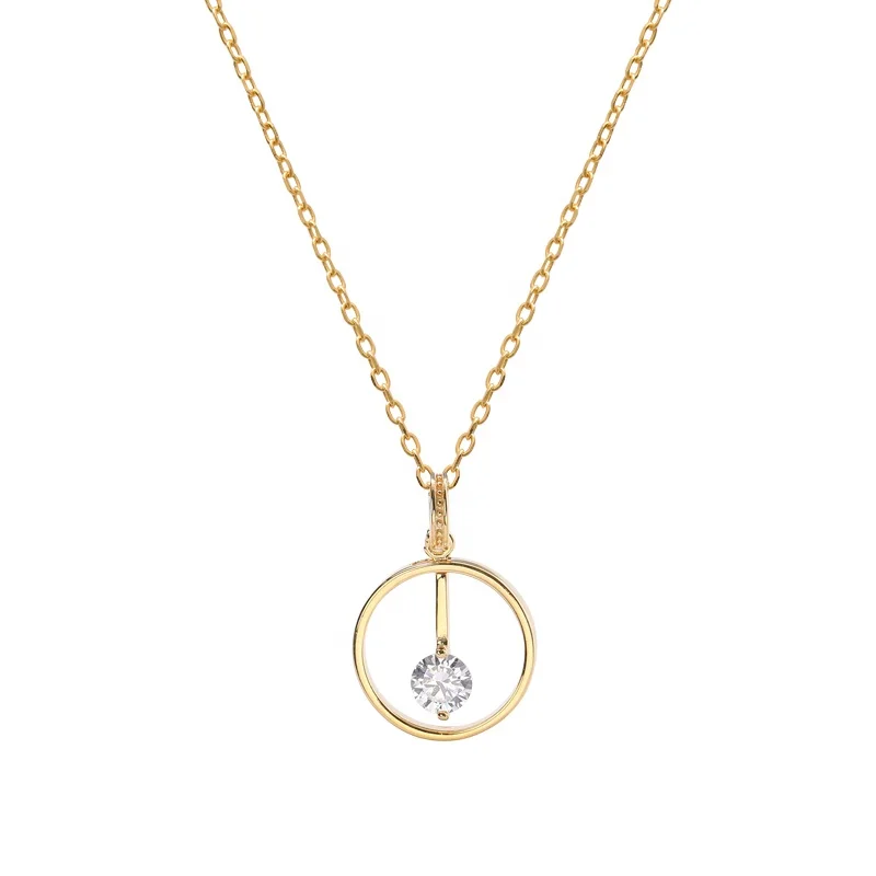 

A446A Jewellery Fashion 925 Sterling Silver Round Circle Pendant Necklace