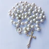 religious saint white shell bead chain rosary