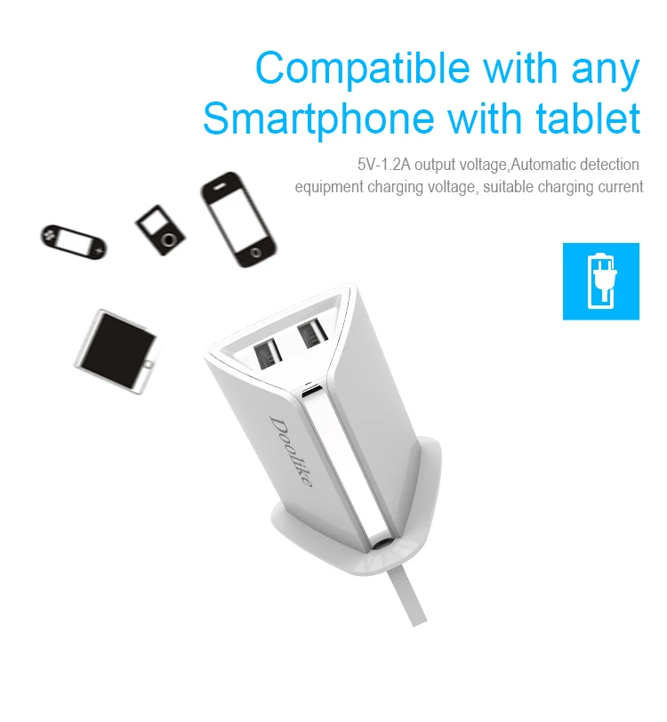 Dual USB Wall Charger with USB Charging Cable Portable UK Plug 5V-2.1A Charger Adapter