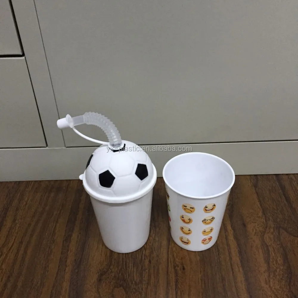 400ml Football Plastic Cup With Straw And Lid/advertising Cup Buy