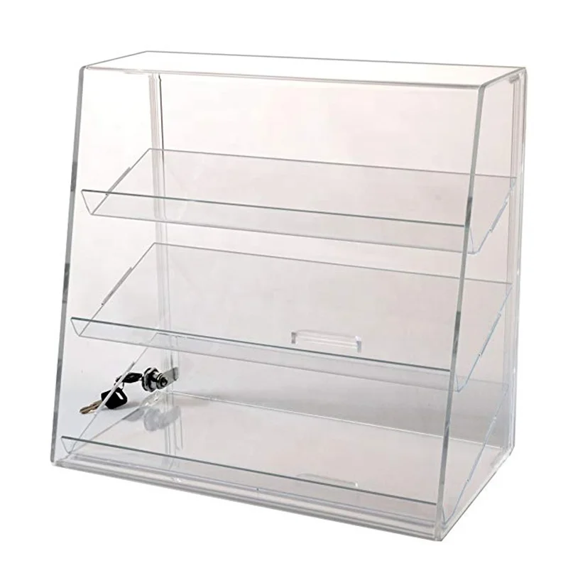 3 Tier Acrylic Lockable Display Cases With Slanted Shelves Buy