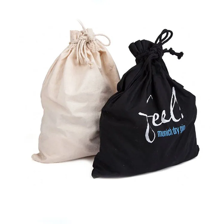 black cotton drawstring bag