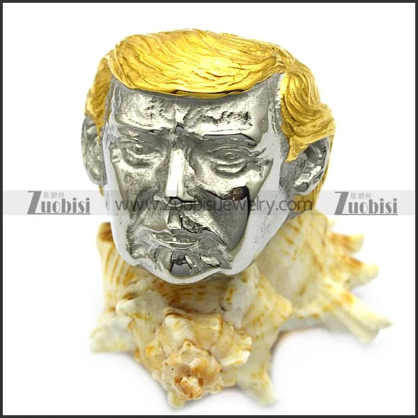 

Custom Handsome US President Donald Trump Ring with Golden Hair for Men, As picture;other platings are available