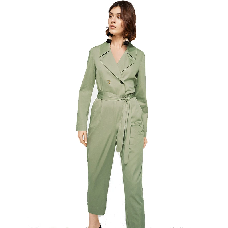 

Jumpsuits Women 2019 Shirt Collar Long Sleeve Women Jumpsuit