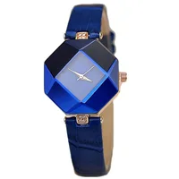 

3947 Wholesale Women Casual Prismatic Dial Watch Leather Strap Watches