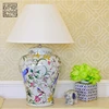 Hot Sale Chinese Style Flower And Birds Pattern Ceramic Bedside Table Lamp LED Light Antique Porcelain Lamp