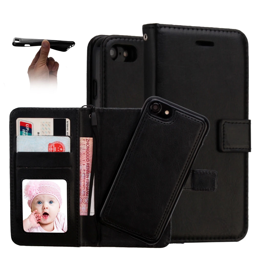 

Hot sale high quality magnet detachable wallet business style phone leather case for iphone, Black;blue;brown;green;pink;red