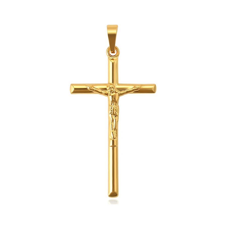 

34432 latest design xuping fashion pendant 24K gold color cross Jesus simple pendant