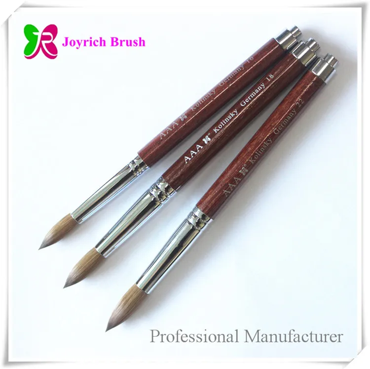 
Popular long handle color red best kolinsky pure acetone proof wood nail brush 