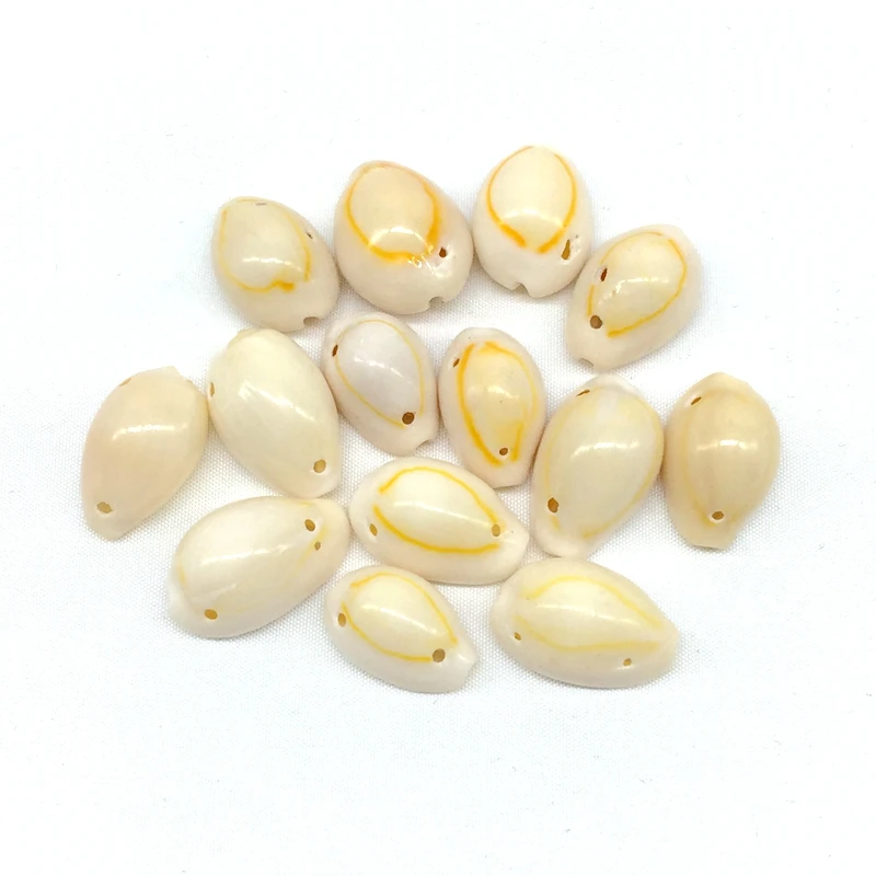 

Hot Sell Natural Cowrie Sea Shell Beads Spiral Shells Charm For DIY Making Jewelry Accessory  2 holes, Beige color