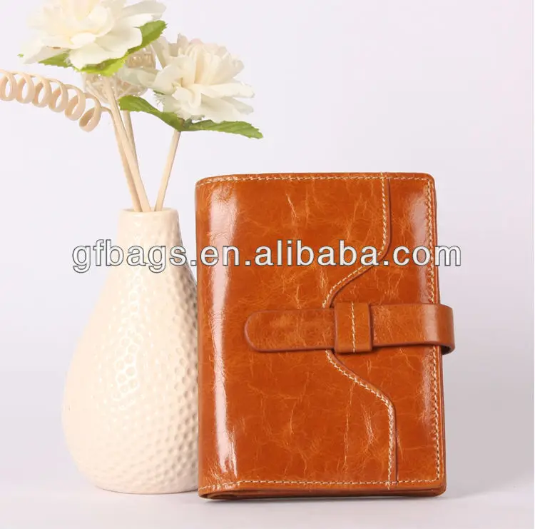 Soft Leather Strap Closure Brown Small Wallet for Woman