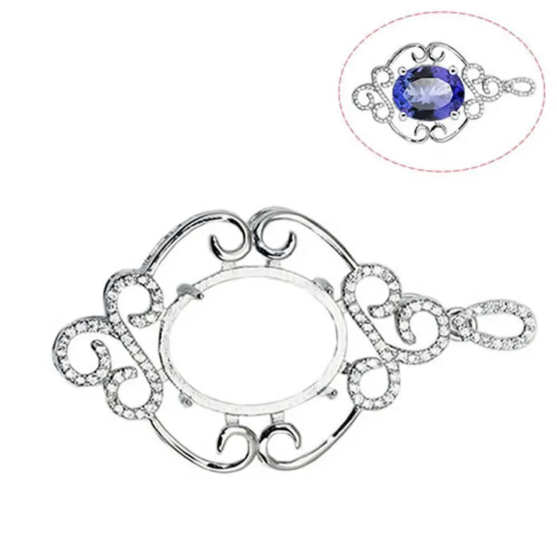

Beadsnice ID30766 setting micro pave sterling silver for necklace making 48.8x26mm sold by PC pendant cabochon settings