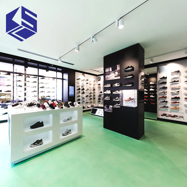 Fashion Shoe Shop Furniture Display Design Wooden Sports Shoes Display