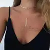 Euro-American fashion trend copper sequins layered necklace sexy street tassel long gold statement necklace