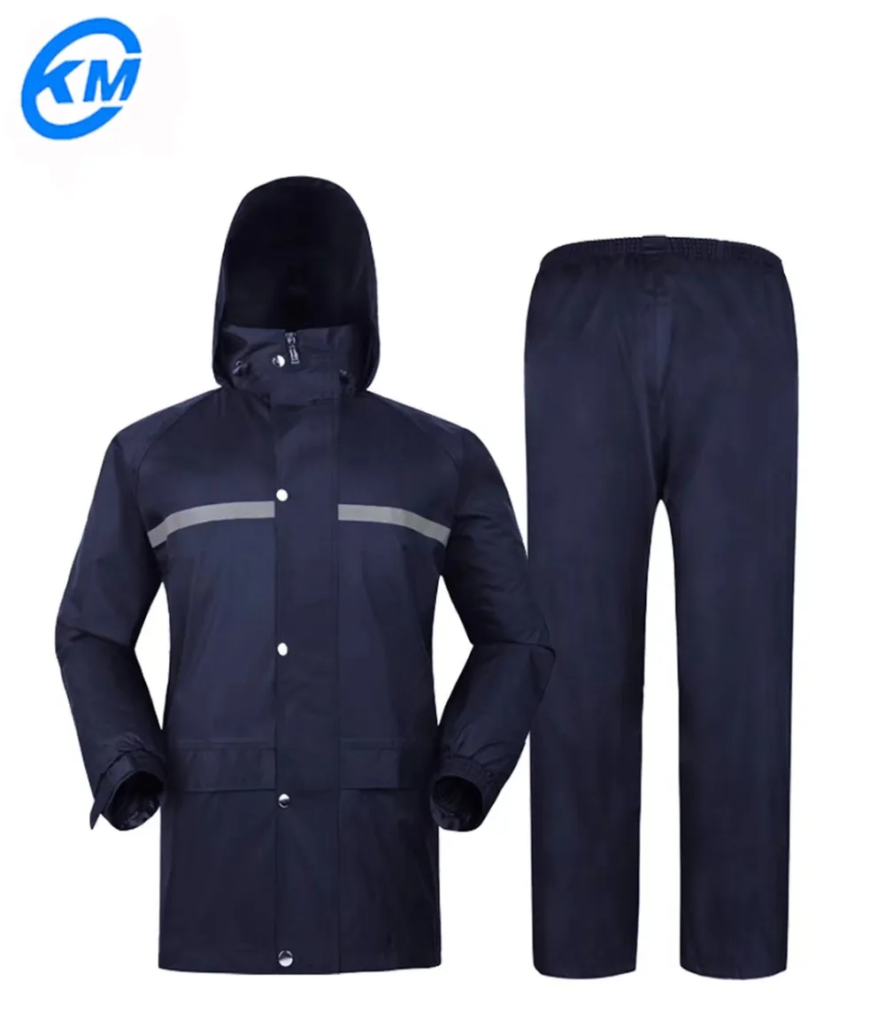 

Wholesale Polyester Pongee Reflective Motorcycle Rain Wear With Pants, Dark blue, army green