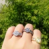 Customized Brazilian silver-plated zirconia couple ring for light makeup