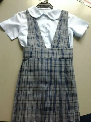 grey tartan school pinafore