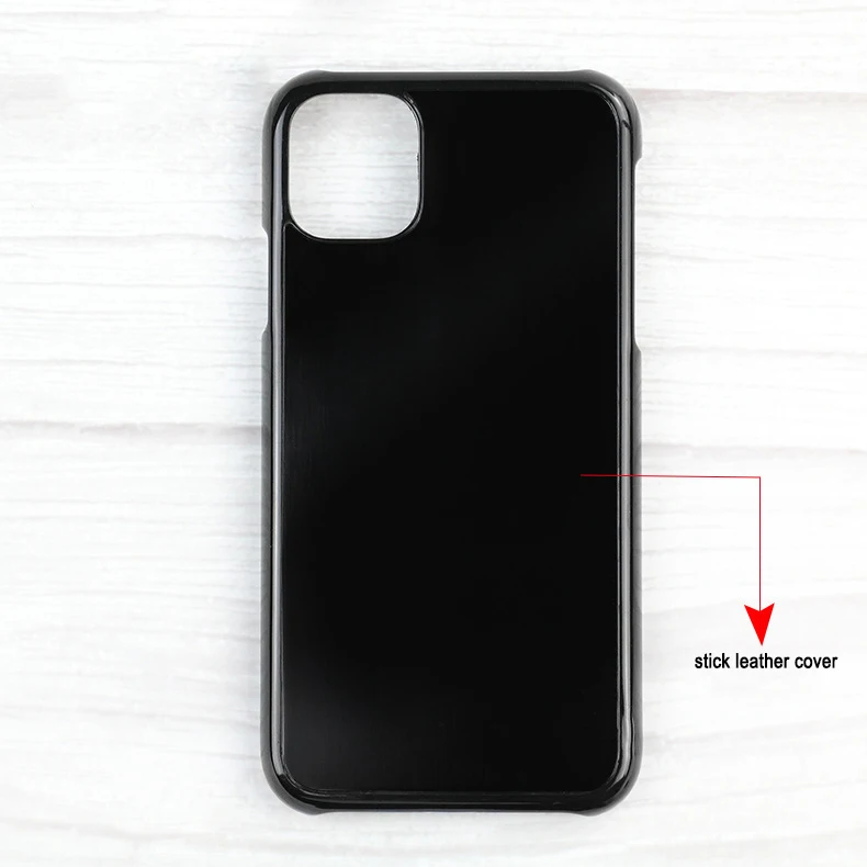 

Material PC case with groove for new iPhone 11 sticking leather cover, Black