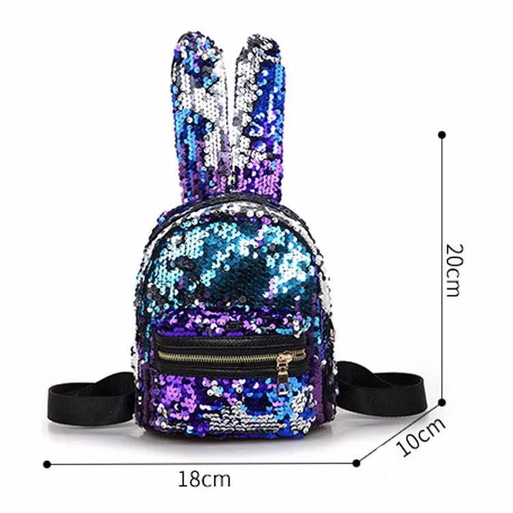 Tendency Shapeshifting Cute Rabbit Ears College Girls Pu Glitter Bling