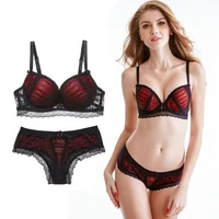 

Europe Fashion Women Lace Bra panty set padded bra BC cup Sexy lady lace bra set