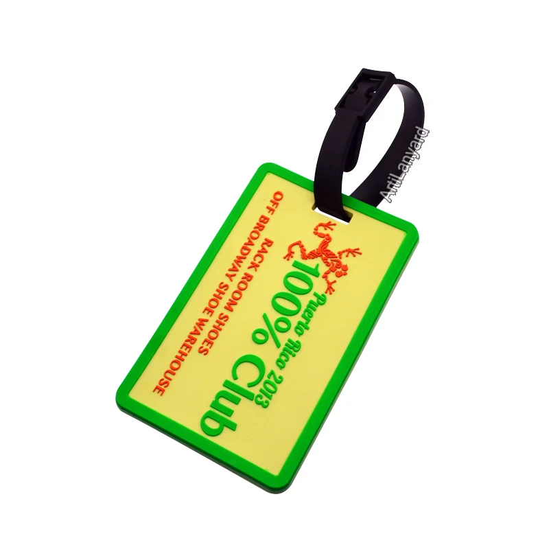 blank leather or plastic luggage tag with strap