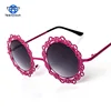Fashion Flower Design Decoration glasses Hollow Out Round Women Vintage Retro Sun glasses oculos Lace Metal Sunglasses
