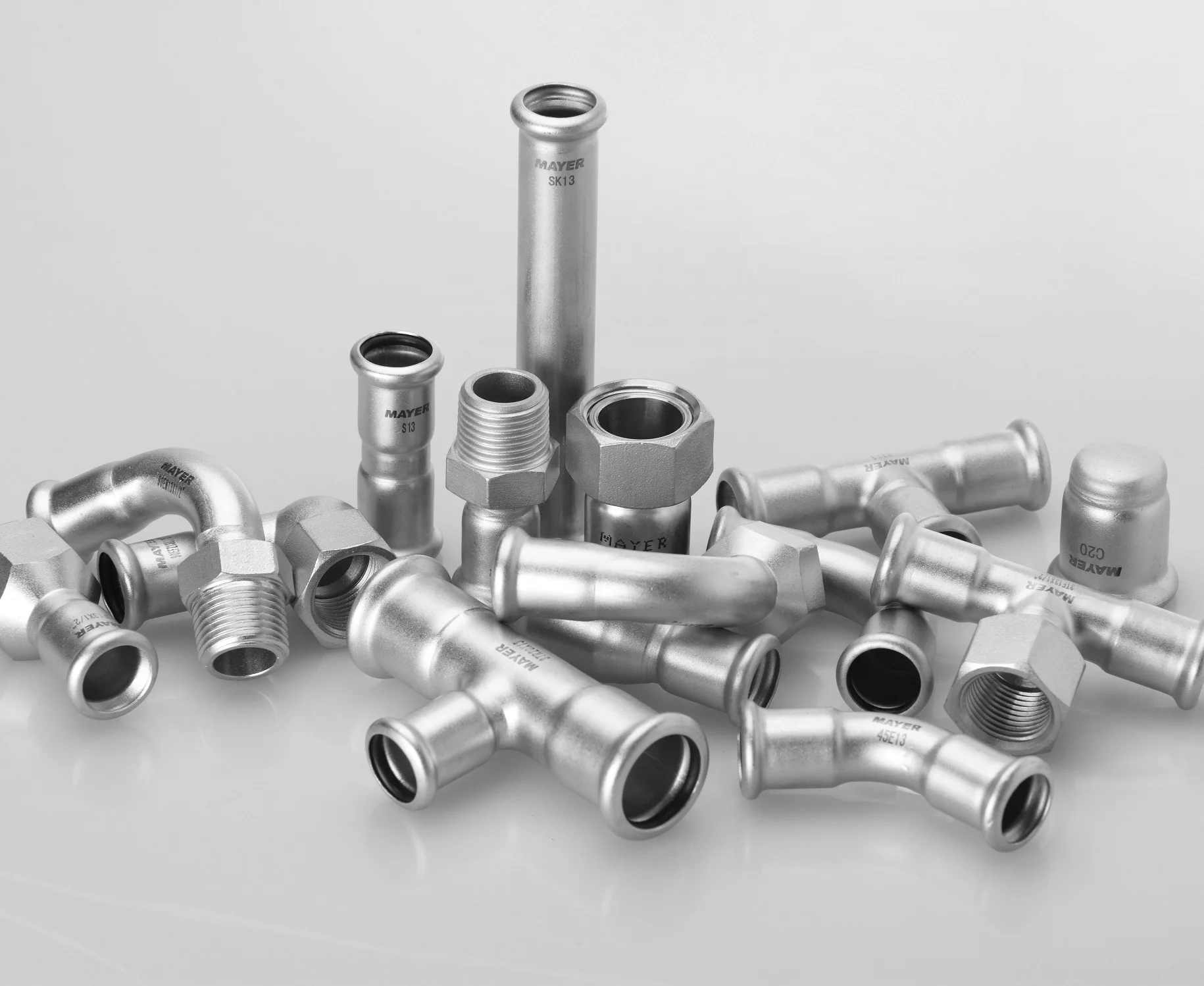 Stainless steel pipe joint plain end reducer Mapress Press fitting mit Pressindikator