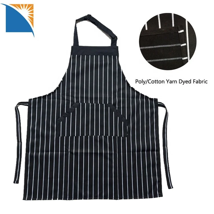 

Stripe Chef Apron with Pocket Men Women Kitchen Cooking Apron Black and White Apron Stripes