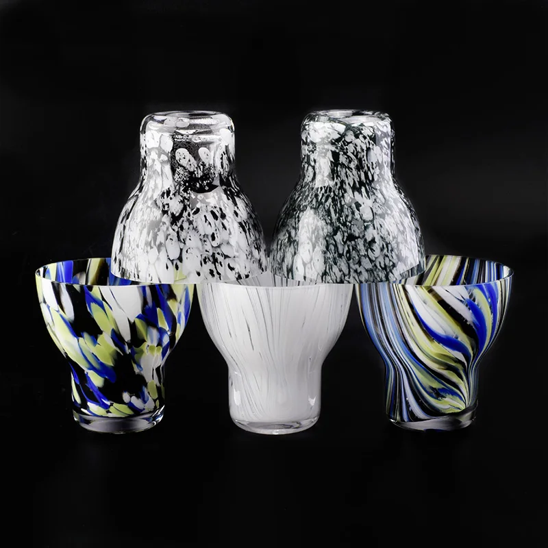 Wholesale irregualr glass candle holders snake skin home decoration