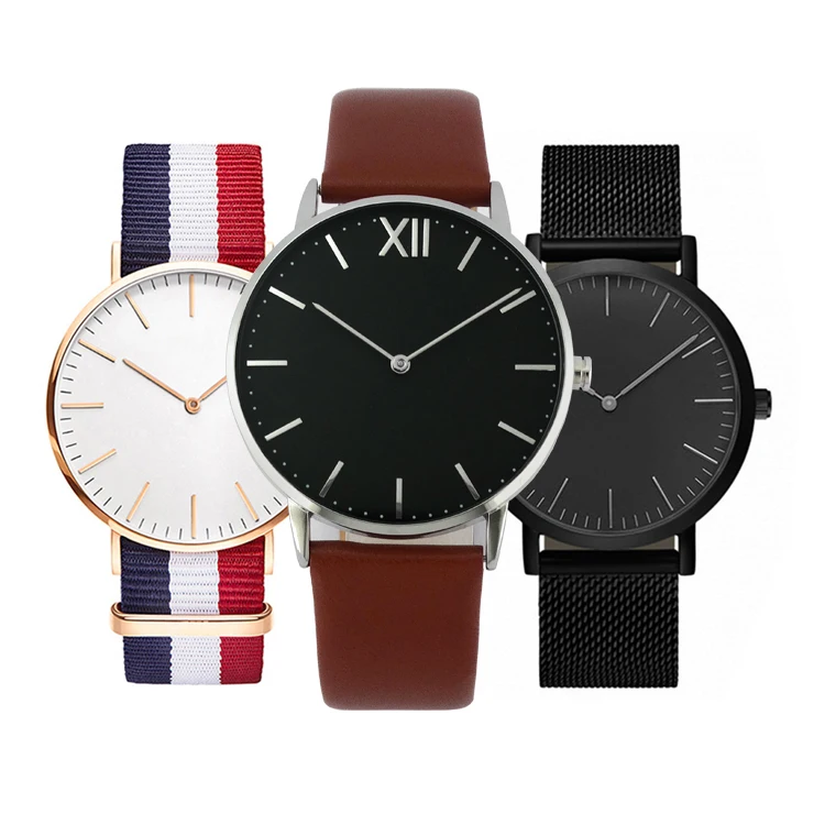 

2018 OEM Minimalist Watch with Nylon and Leather Strap and Stainless Steel Mesh Band Available Cheap Watches