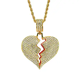 Bling bling Hip Hop Heart Pendant Necklace Jewelry for men and women N307