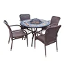 hot sale outdoor patio Multifunction mosaic fire pit charcoal BBQ grill table with chair set