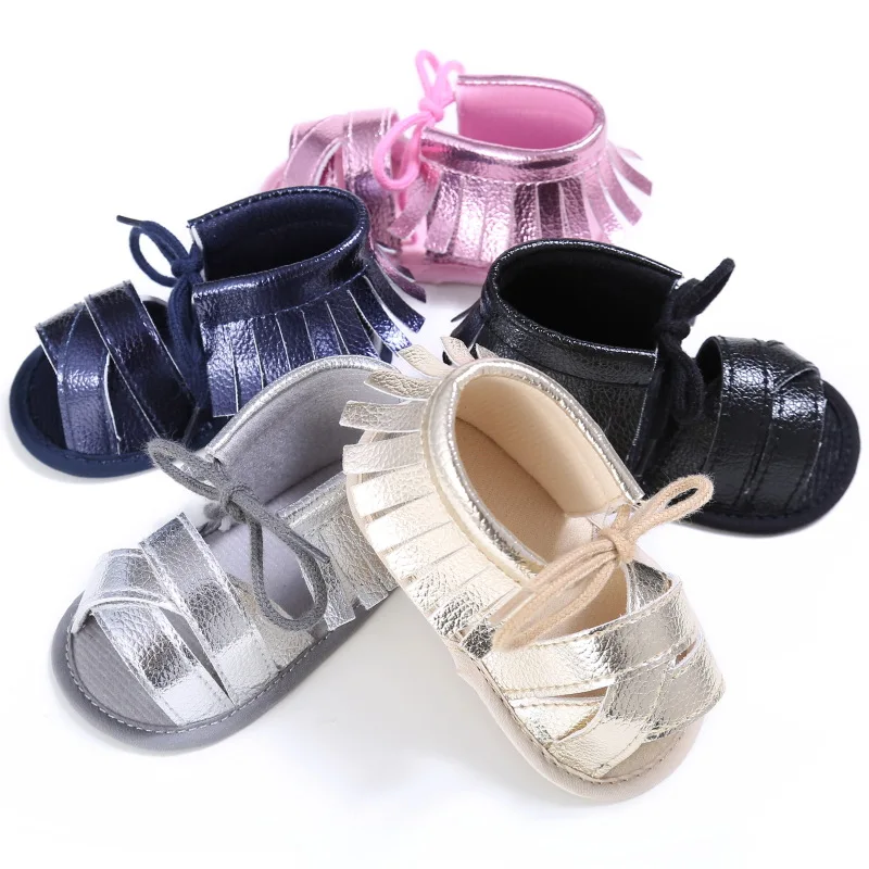 

Tassels baby sandals shoes Girls Boys PU leather Lace-up sandals