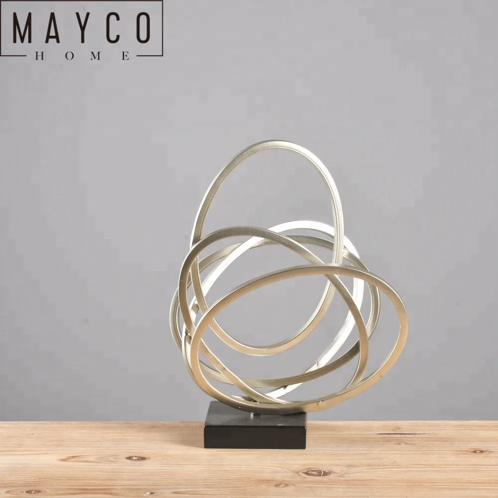 

Mayco Modern Metal Circular Geometric Welded Sculpture Table Arts and Crafts Home Interior Decoration, Silver