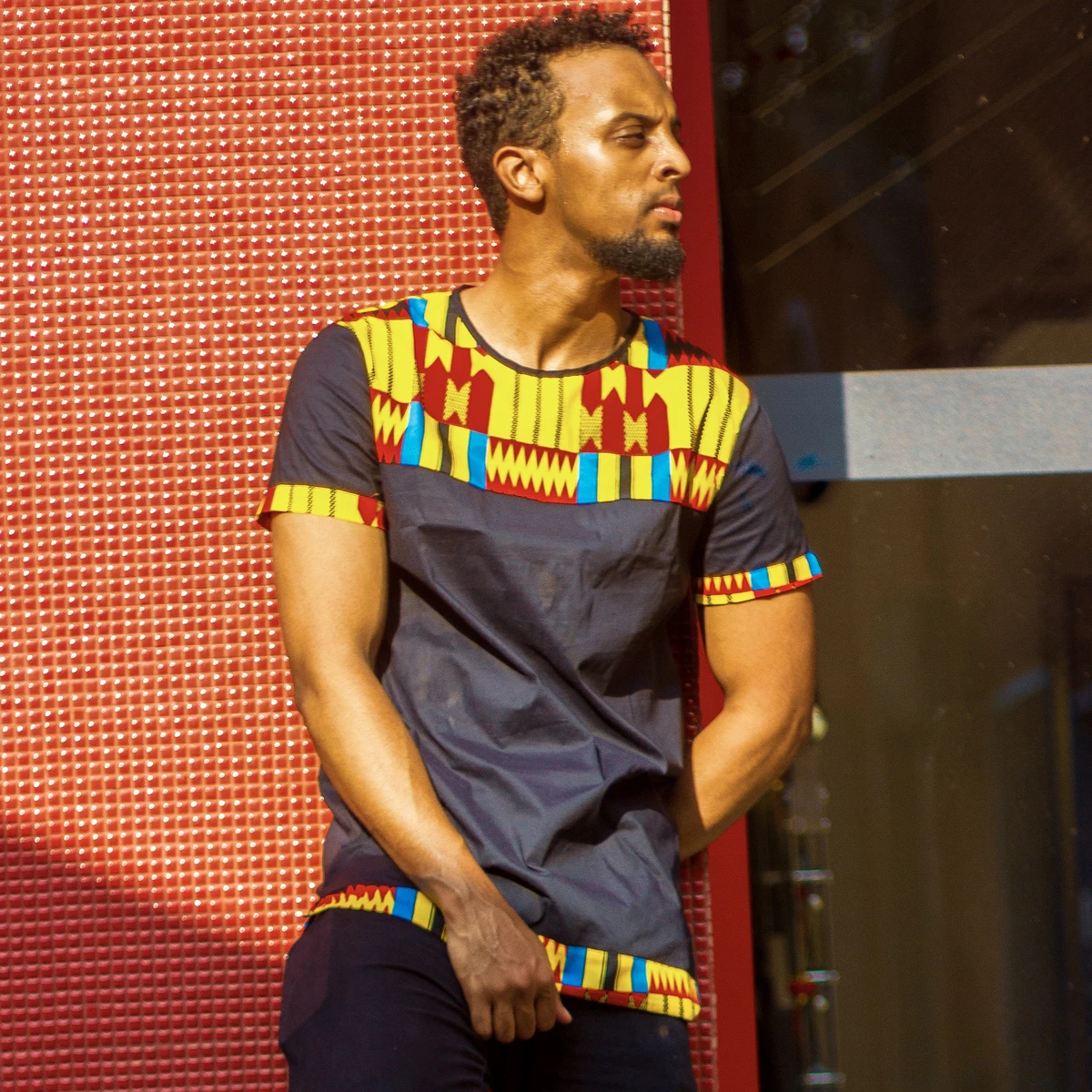 

2020 Shenbolen Fashion African Style Short Sleeve Wax Kente Print Men T Shirt Wholesale