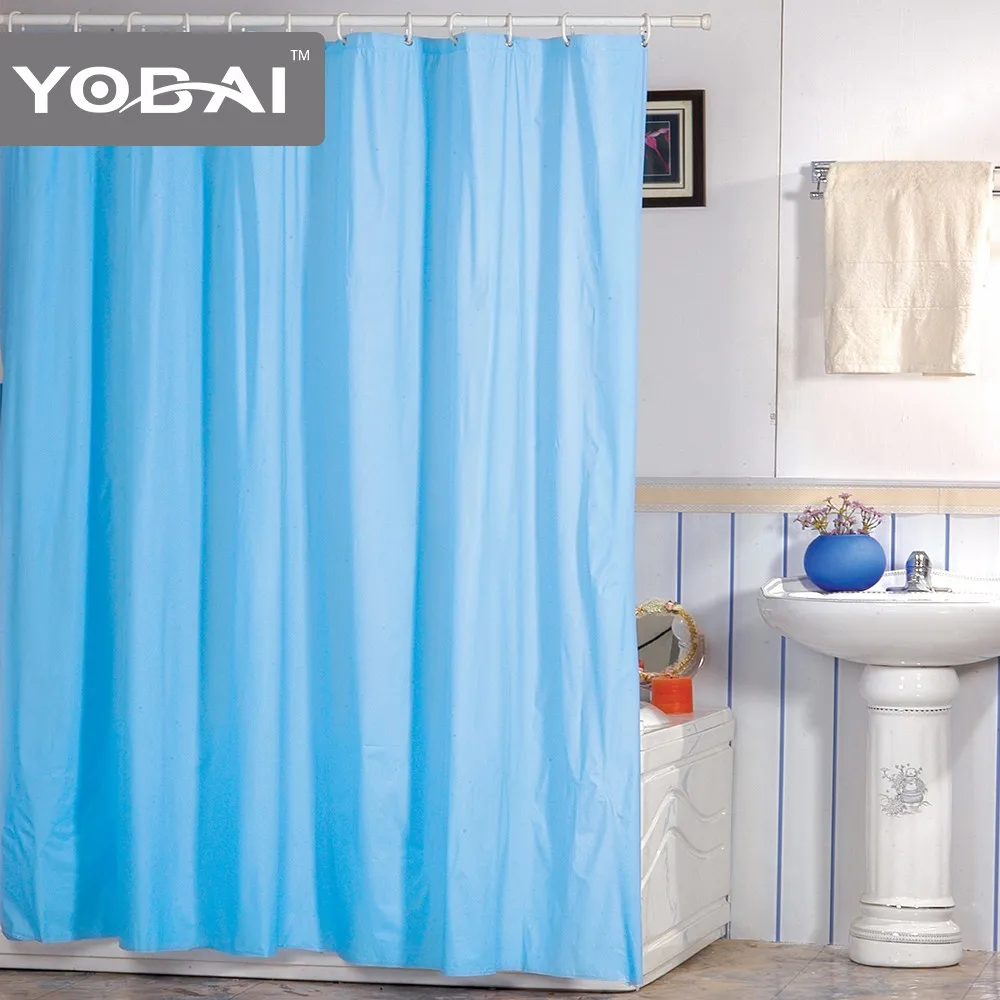 纯色明亮的 pvc 浴帘与磁铁
