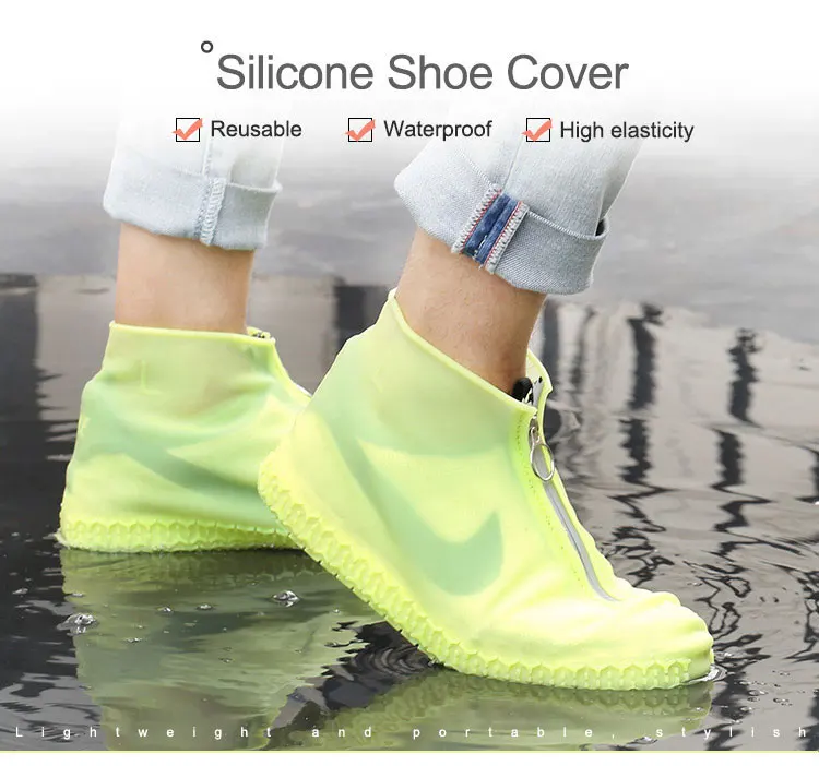 Orange, Medium Wevove Rain Shoe Covers Waterproof Shoe Covers Silicone Shoe Covers Reusable Non-Slip Rain Snow Overshoe Foldable Galoshes Shoe Protectors for Men Women 
