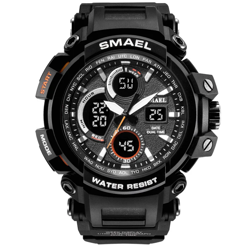 

Smael 1708 Sports Watches Mens Army Military Luxury Dual Time Led Analog Luminous Clock 50m Waterproof Men Digital Quartz Watch, N/a