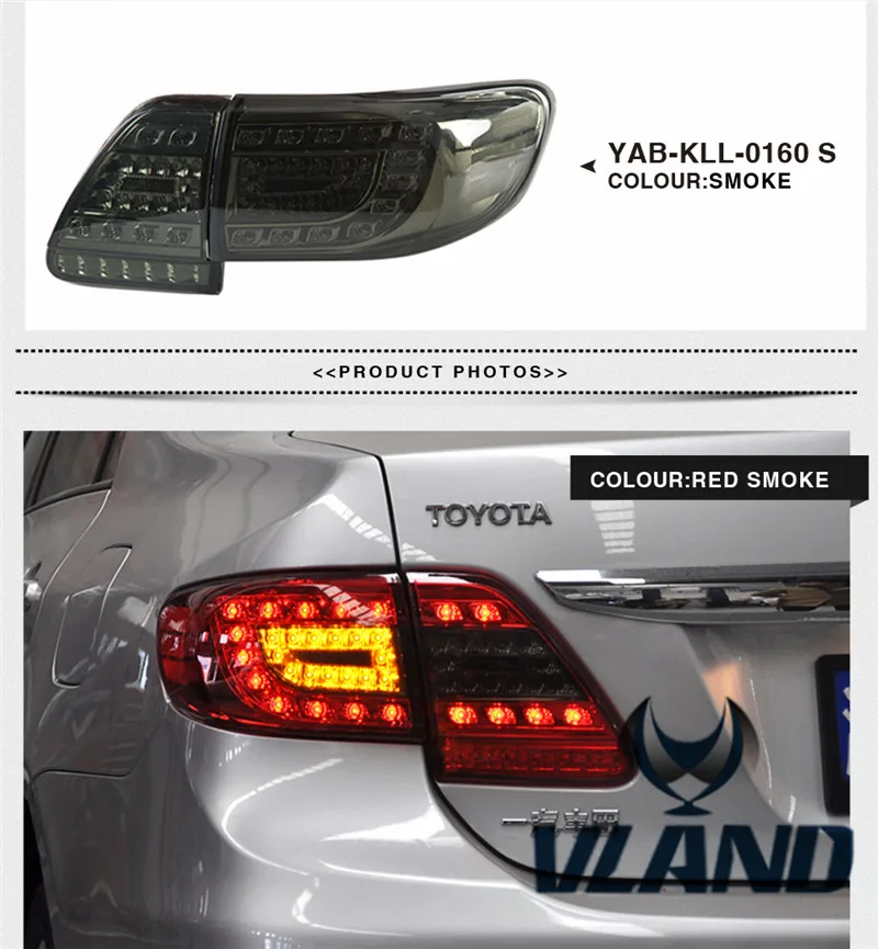 Vland Manufacturer LED car taillamp for Corolla LED tail lamp rear light year model for 2011-2013