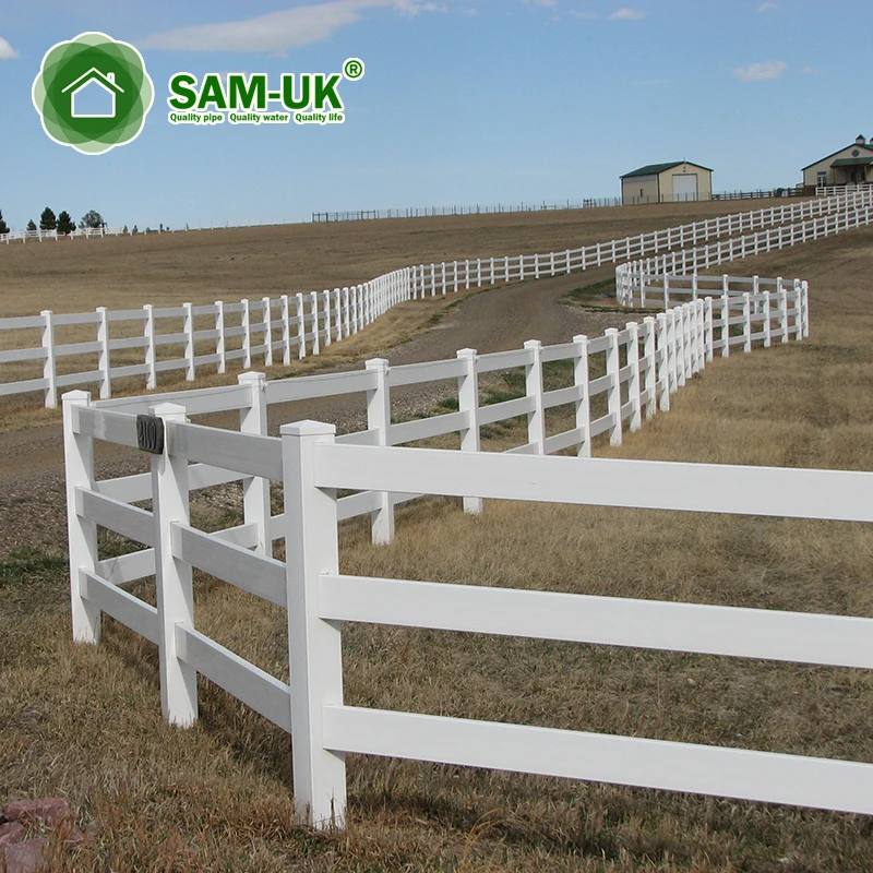 

Wholesale Various sizes easy to assemble white Hot Sale Cheap Plastic Ranch Pastoral Farm PVC Fence Horse Rail Fence