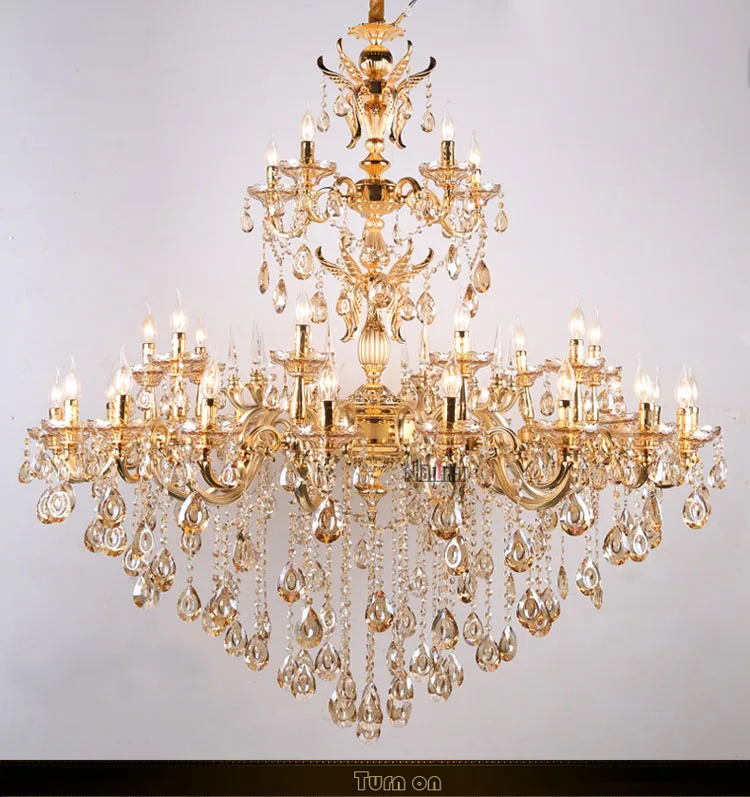 European zinc alloy gold crystal chandeliers pendant lights for the living room corridor of the hotel and villa