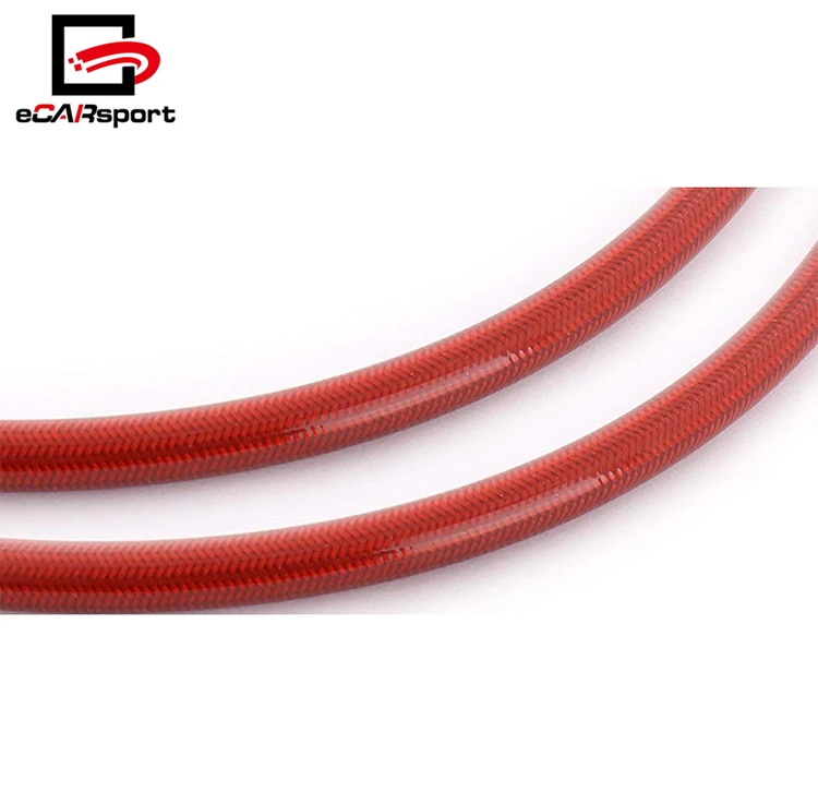 For Toyota Corolla AE98 Front Rear Red Stainless Steel Braided Oil Brake Line Cable Hose Black End Cap